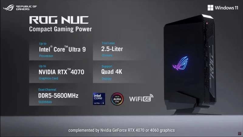 ASUS تكشف الستار عن جهاز كمبيوتر ROG NUC صغير الحجم القوي لعشاق الألعاب في معرض الإلكترونيات الاستهلاكية CES 2024