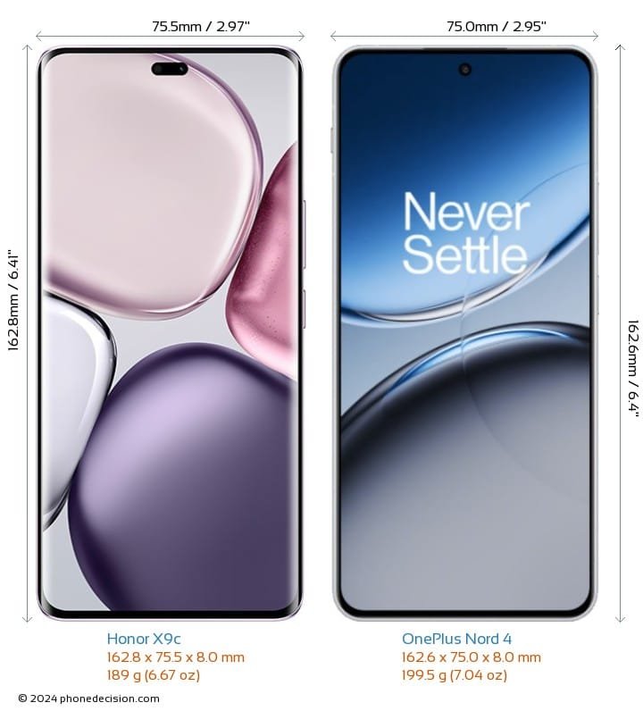 مقارنة بين OnePlus Nord 4 و Honor X9c