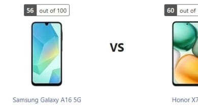 مقارنة بين سامسونج جالكسي A16 5G و هونور اكس 7 سي