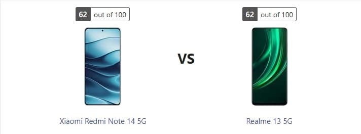 مقارنة بين Xiaomi Redmi Note 14 5G و Realme 13 5G