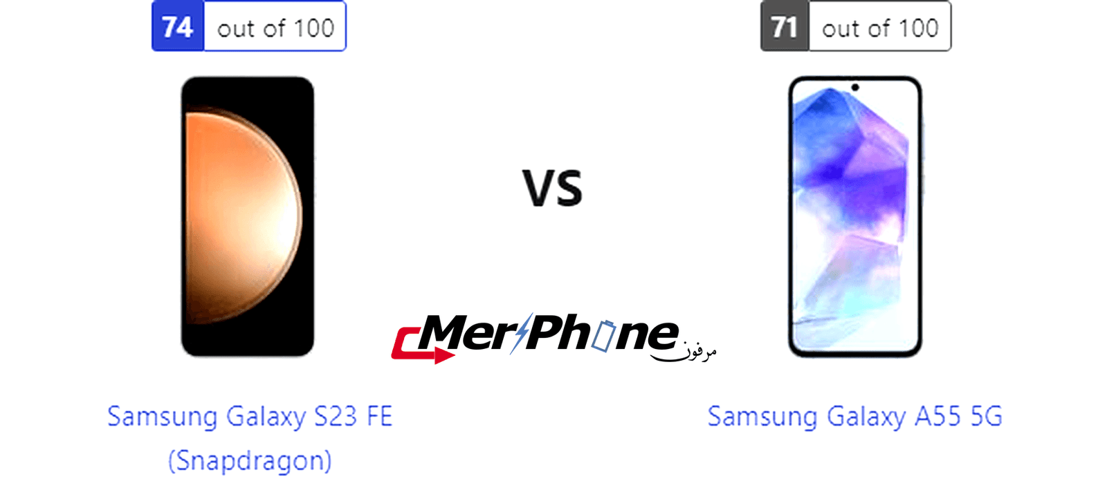 تقرير مواصفات: مقارنة Samsung Galaxy S23 FE (Snapdragon) ضد Samsung Galaxy A55 5G