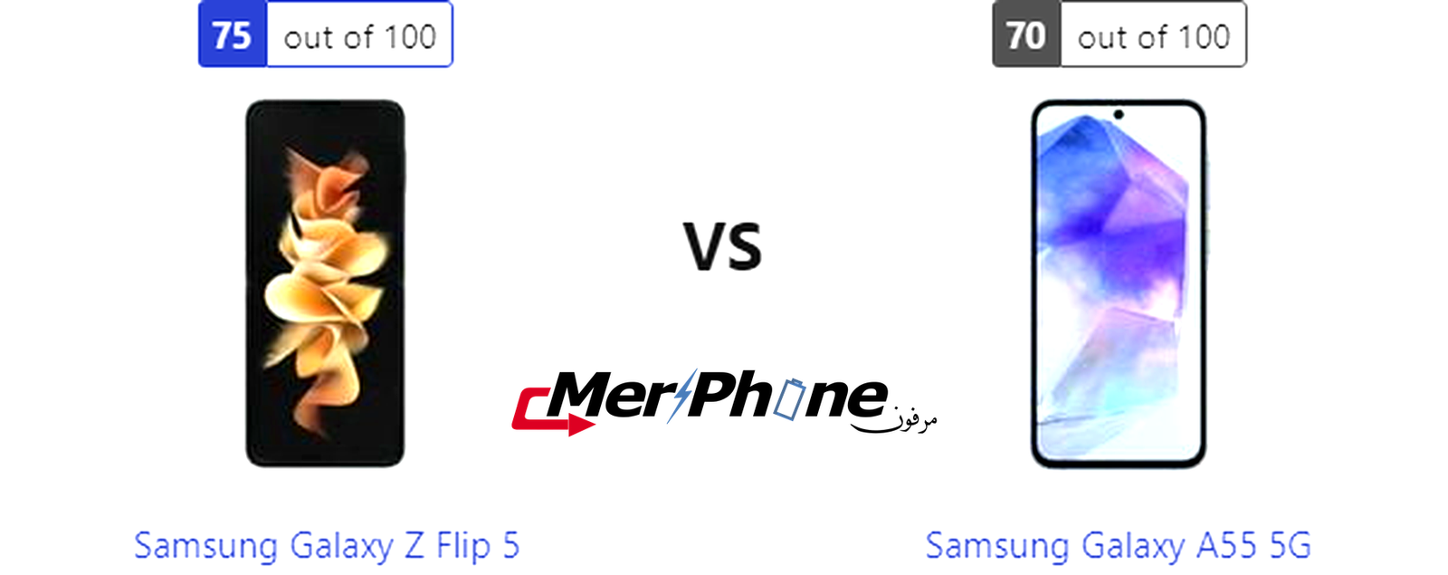 تقرير تقني شامل: Samsung Galaxy Z Flip 5 يقابل Samsung Galaxy A55 5G