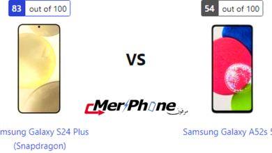 مقارنة انعكاس الضوء على ظهر Samsung Galaxy S24 Plus (Snapdragon) و Samsung Galaxy A52s 5G