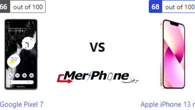صورة توضح الثيمات المتاحة لـ Google Pixel 7 و Apple iPhone 13 mini