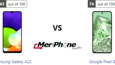 مقارنة شكل السماعات الخارجية في Samsung Galaxy A22 و Google Pixel 8