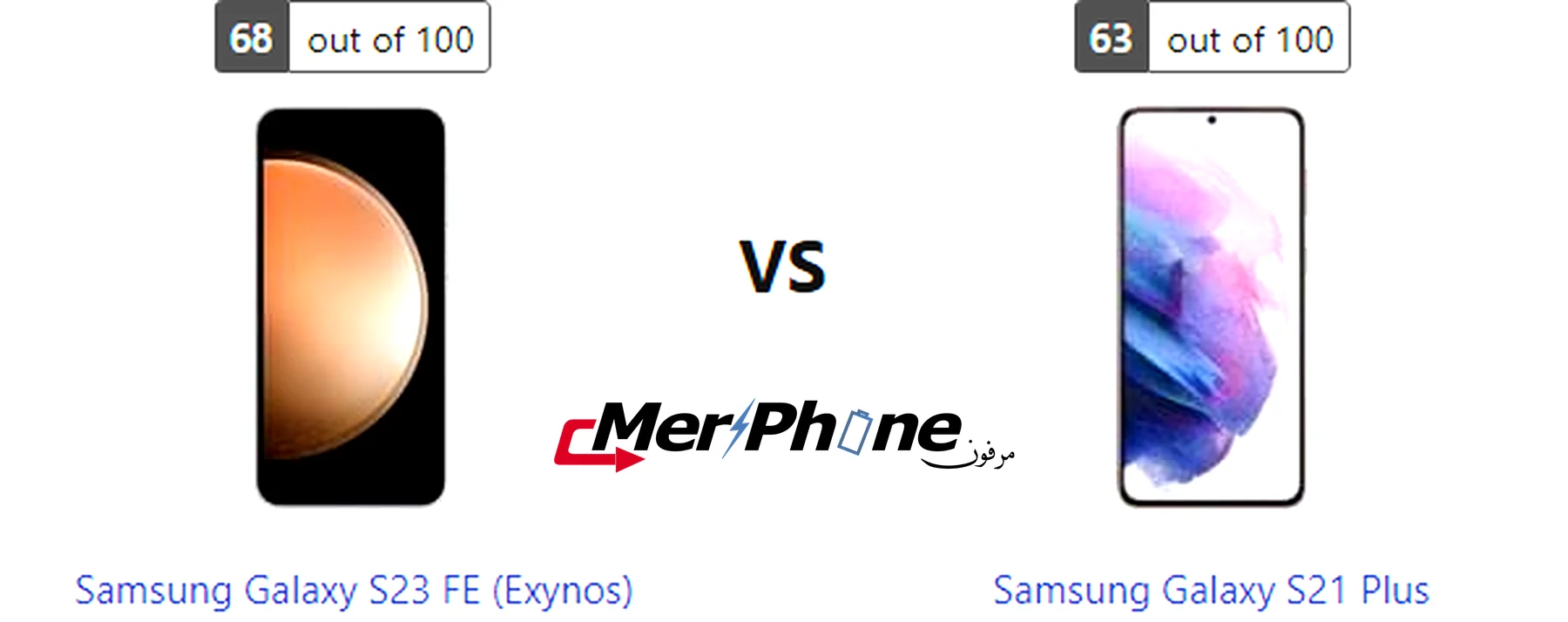 مقارنة ترتيب الأيقونات في Samsung Galaxy S23 FE (Exynos) و Samsung Galaxy S21 Plus