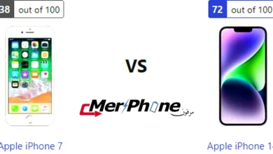 صورة توضح بصمات الأصابع على ظهر Apple iPhone 7 و Apple iPhone 14