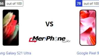 صورة توضح الفروق في التصميم الخارجي لـ Samsung Galaxy S21 Ultra و Google Pixel 9