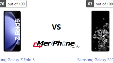صورة توضح مقارنة المواصفات بين Samsung Galaxy Z Fold 5 و Samsung Galaxy S20 Ultra