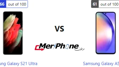 صورة توضح نصوع الألوان في شاشة Samsung Galaxy S21 Ultra و Samsung Galaxy A54 5G