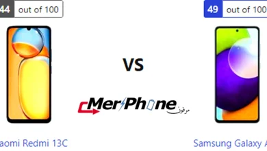 مقارنة شكل الإطار المعدني بين Xiaomi Redmi 13C و Samsung Galaxy A52