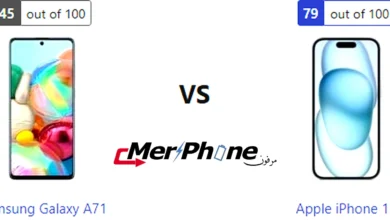 مقارنة لقطة الشاشة المطولة في Samsung Galaxy A71 و Apple iPhone 15