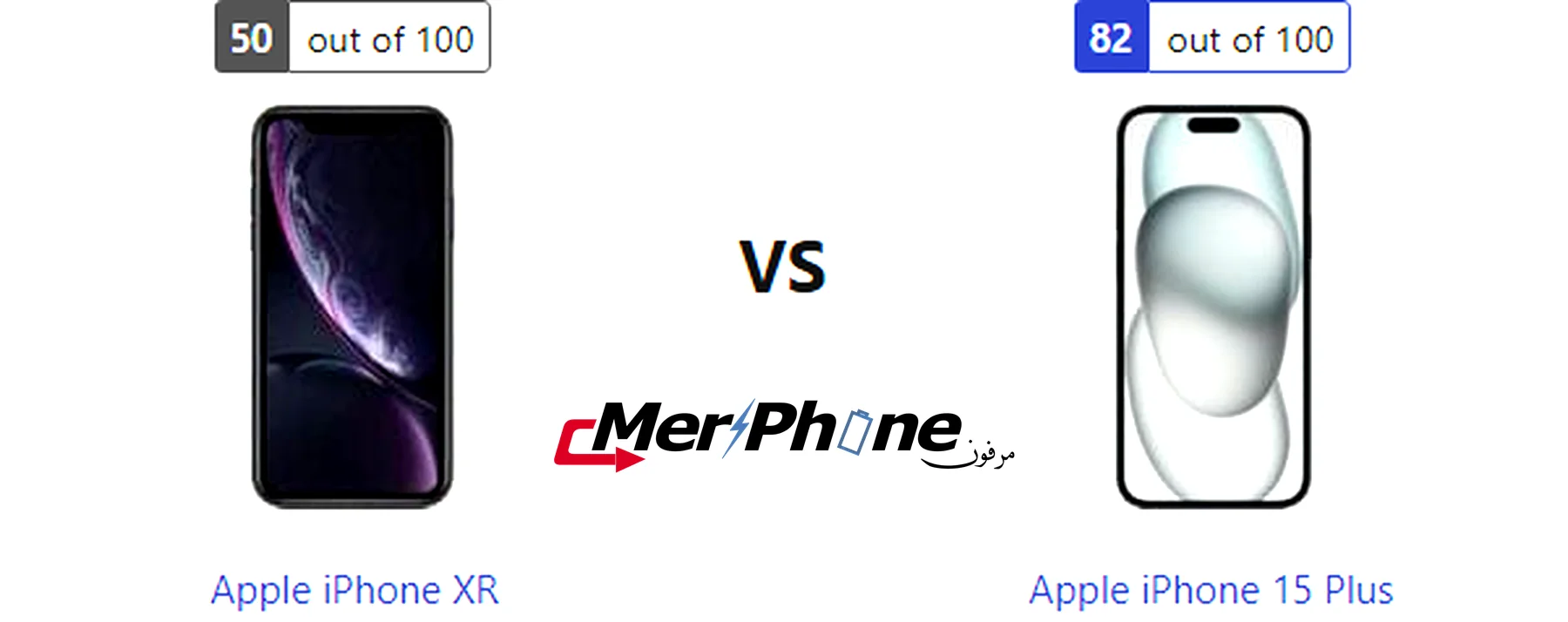 صورة توضح المساحة الخاصة في Apple iPhone XR و Apple iPhone 15 Plus