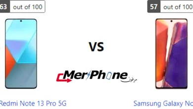 مقارنة دقة الشاشة والسطوع بين Xiaomi Redmi Note 13 Pro 5G و Samsung Galaxy Note 20