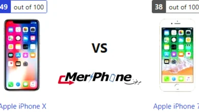 صورة توضح نصوع الألوان في شاشة Apple iPhone X و Apple iPhone 7