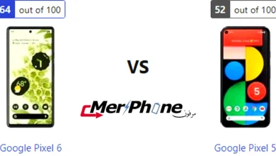 صورة توضح المساحة الخاصة في Google Pixel 6 و Google Pixel 5