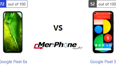 مقارنة شكل الفلاش في Google Pixel 8a و Google Pixel 5