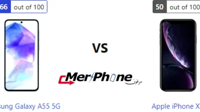 مقارنة دقة الشاشة والسطوع بين Samsung Galaxy A55 5G و Apple iPhone XR