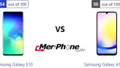 صورة توضح حجم النوتش في Samsung Galaxy S10 و Samsung Galaxy A15 4G