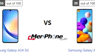 مقارنة الحجم والأبعاد بين Samsung Galaxy A34 5G و Samsung Galaxy A21s