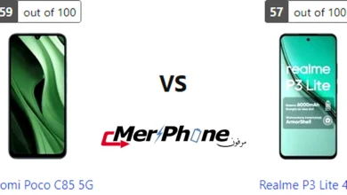 مقارنة الحواف السفلية والعلوية لـ Xiaomi Poco C85 5G و Realme P3 Lite 4G