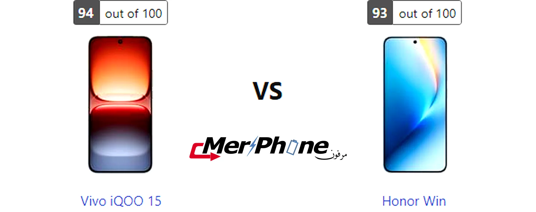 مقارنة زوايا الرؤية في شاشة Vivo iQOO 15 و Honor Win