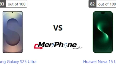 صورة توضح سرعة استجابة الشاشة في Samsung Galaxy S25 Ultra و Huawei Nova 15 Ultra