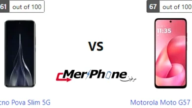 مقارنة شكل الفلاش في Tecno Pova Slim 5G و Motorola Moto G57 Power