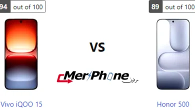 مقارنة شكل الإطار المعدني بين Vivo iQOO 15 و Honor 500