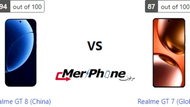 صورة توضح حجم النوتش في Realme GT 8 (China) و Realme GT 7 (Global)