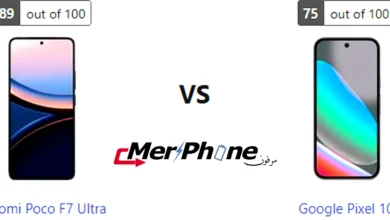 صورة توضح الفروق في التصميم الخارجي لـ Xiaomi Poco F7 Ultra و Google Pixel 10