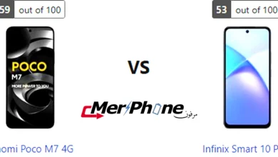 صورة توضح الفرق في الإضاءة الخلفية لـ Xiaomi Poco M7 4G و Infinix Smart 10 Plus