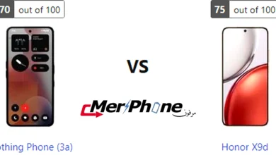صورة توضح مقارنة المواصفات بين Nothing Phone (3a) و Honor X9d