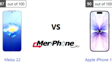 صورة توضيحية لعلبة Meizu 22 و Apple iPhone 17