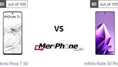 صورة توضح بصمات الأصابع على ظهر Tecno Pova 7 5G و Infinix Note 50 Pro 4G