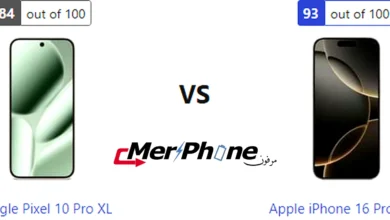 إنفوجرافيك يوضح الفروق بين Google Pixel 10 Pro XL و Apple iPhone 16 Pro Max