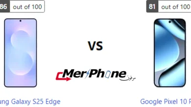صورة توضح الفرق في حجم البطارية بين Samsung Galaxy S25 Edge و Google Pixel 10 Pro