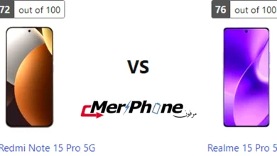 صورة توضح الفرق في حجم البطارية بين Xiaomi Redmi Note 15 Pro 5G و Realme 15 Pro 5G