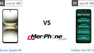مقارنة الحواف السفلية والعلوية لـ Tecno Spark 40 و Infinix Hot 60 5G