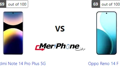 مقارنة الحواف السفلية والعلوية لـ Xiaomi Redmi Note 14 Pro Plus 5G و Oppo Reno 14 F 5G