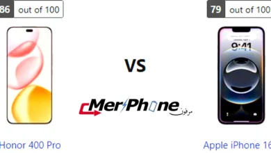 صورة توضح مقارنة المواصفات بين Honor 400 Pro و Apple iPhone 16e