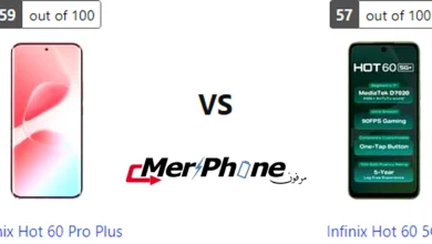 مقارنة شكل الإطار المعدني بين Infinix Hot 60 Pro Plus و Infinix Hot 60 5G