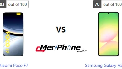 لقطة جانبية توضح سمك Xiaomi Poco F7 مقارنة بـ Samsung Galaxy A56 5G