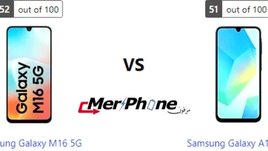 لقطة جانبية توضح سمك Samsung Galaxy M16 5G مقارنة بـ Samsung Galaxy A16 5G
