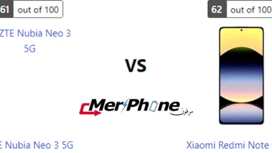 مقارنة شكل الإطار المعدني بين ZTE Nubia Neo 3 5G و Xiaomi Redmi Note 14 5G