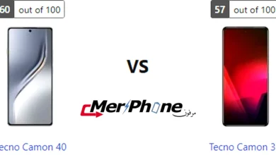 عرض جانبي يوضح انحناء الشاشة في Tecno Camon 40 و Tecno Camon 30