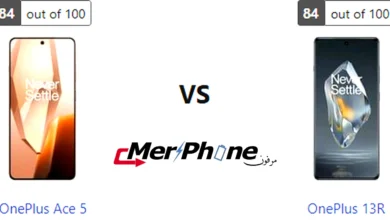 مقارنة شكل الشاشة بين OnePlus Ace 5 و OnePlus 13R