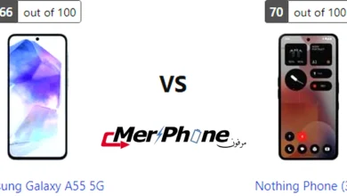 صورة توضح المساحة الخاصة في Samsung Galaxy A55 5G و Nothing Phone (3a)