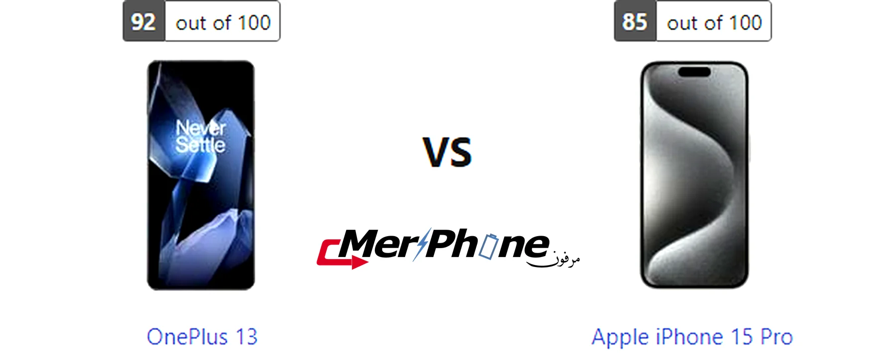 مقارنة انعكاس الضوء على ظهر OnePlus 13 و Apple iPhone 15 Pro