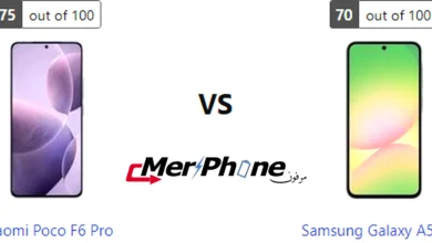 صورة توضح الفرق في الإضاءة الخلفية لـ Xiaomi Poco F6 Pro و Samsung Galaxy A56 5G